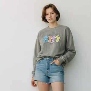 The Return Of KISS Retro Crewneck Sweatshirt Made in Italy Cotton One Size  NWT